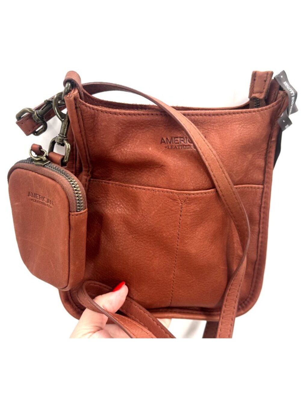 Vintage Y2K American Leather Co Brown Tribe Leather Purse Bag with Coin Purse